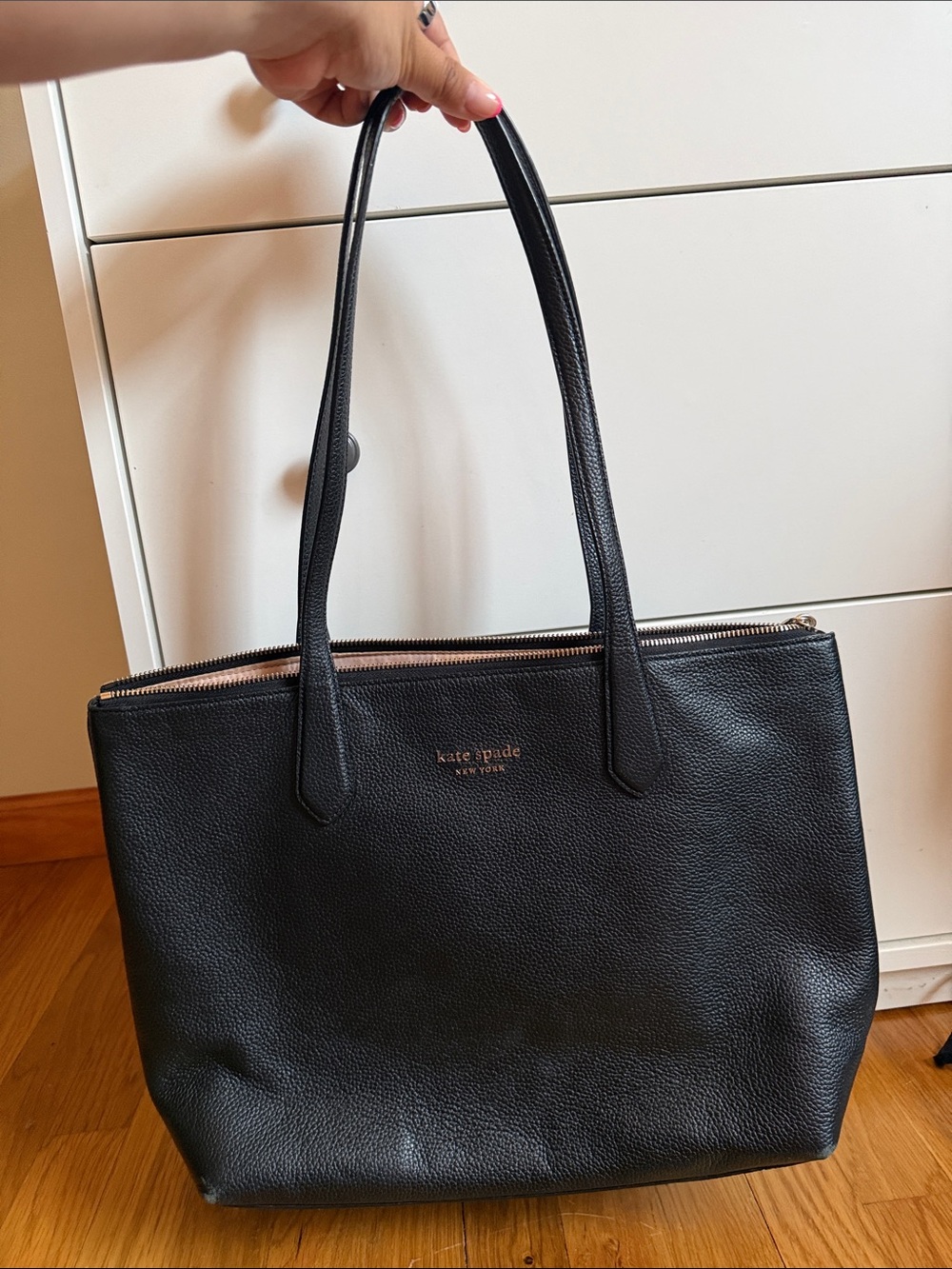 kate spade Black Pebbled Leather Shoulder Tote